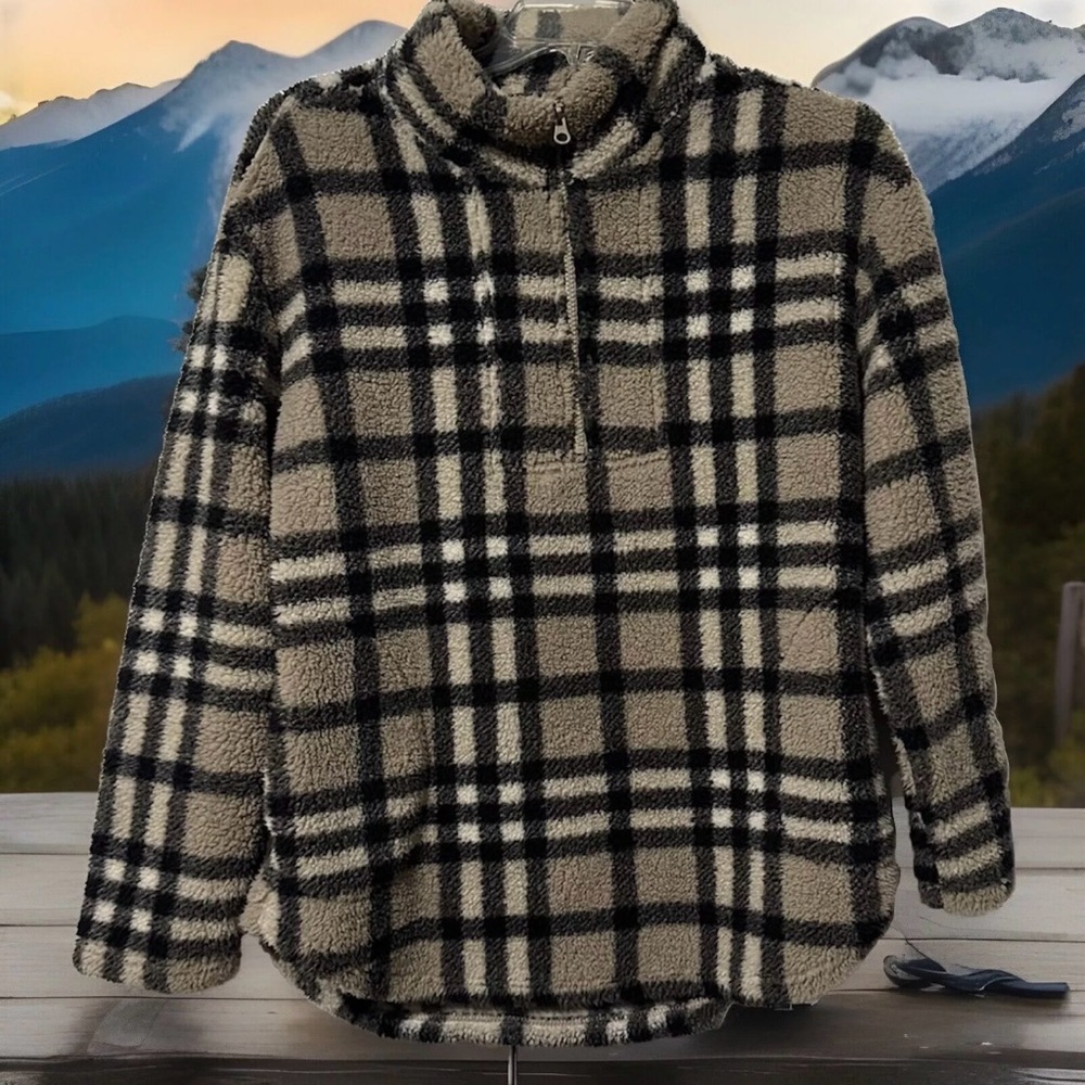 Koolaburra by Ugg-Soft Fleece-Brown Plaid-Women’s Medium
